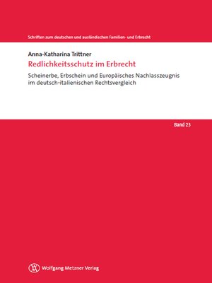 cover image of Redlichkeitsschutz im Erbrecht